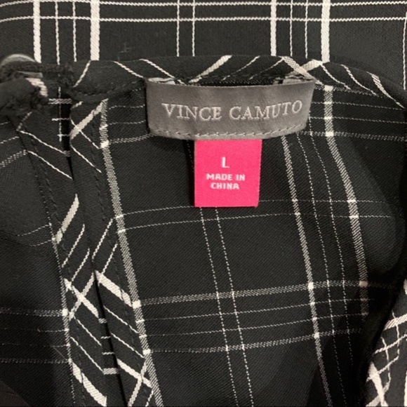 Vince Camuto Windowpane Plaid Short Sleeve Top - Picture 4 of 5
